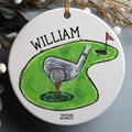 Golfer Daddy Dad Christmas Ornament - Personalized Custom Ceramic Ornament - Christmas Gift For Golf Lovers