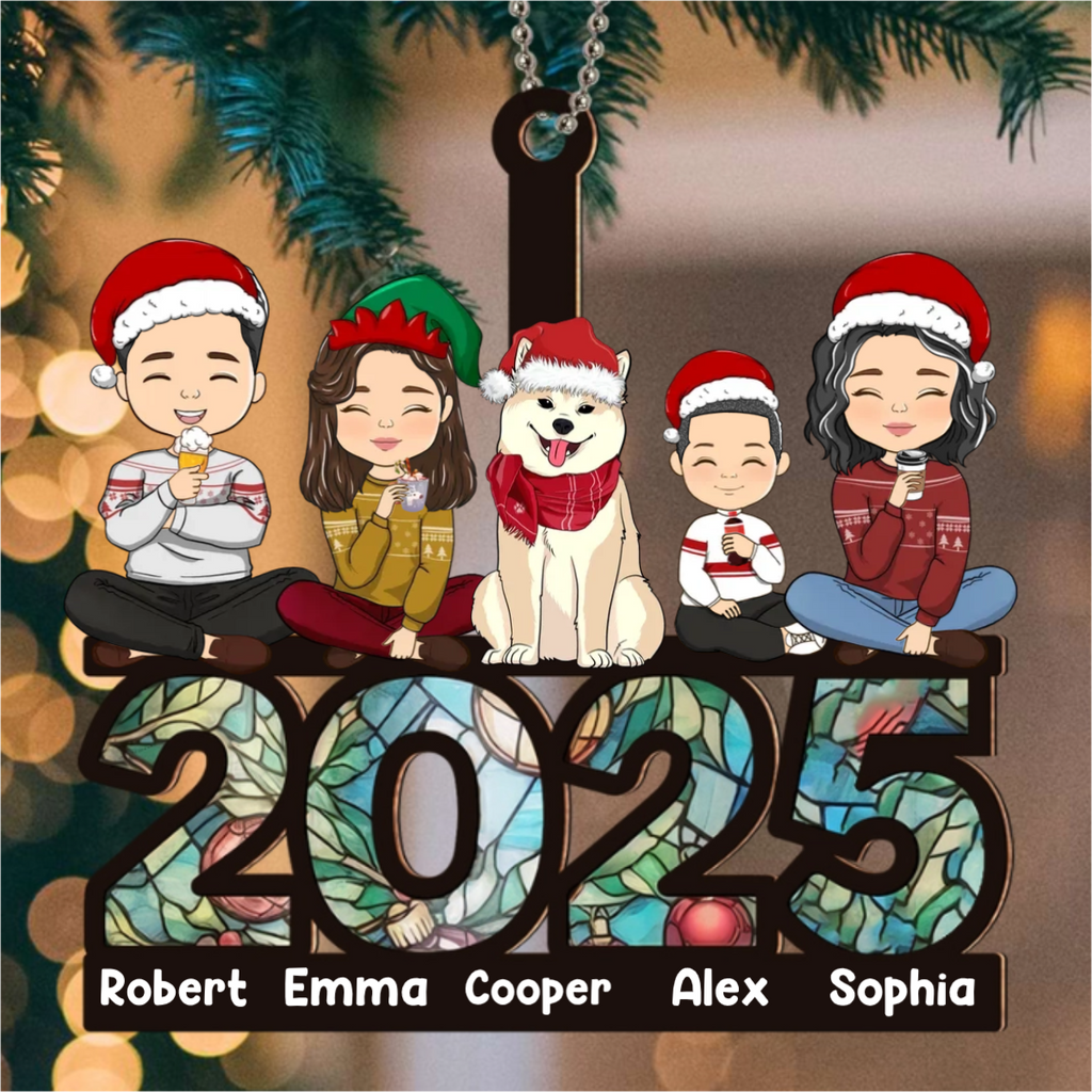 Family Sitting 2025 - Personalized Custom Suncatcher Ornament - Christmas For Family Members