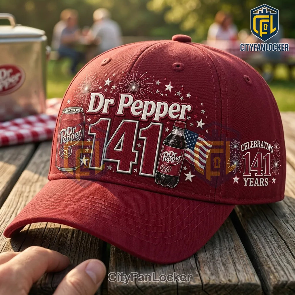 Dr Pepper 141st Anniversary Burgundy Baseball Cap