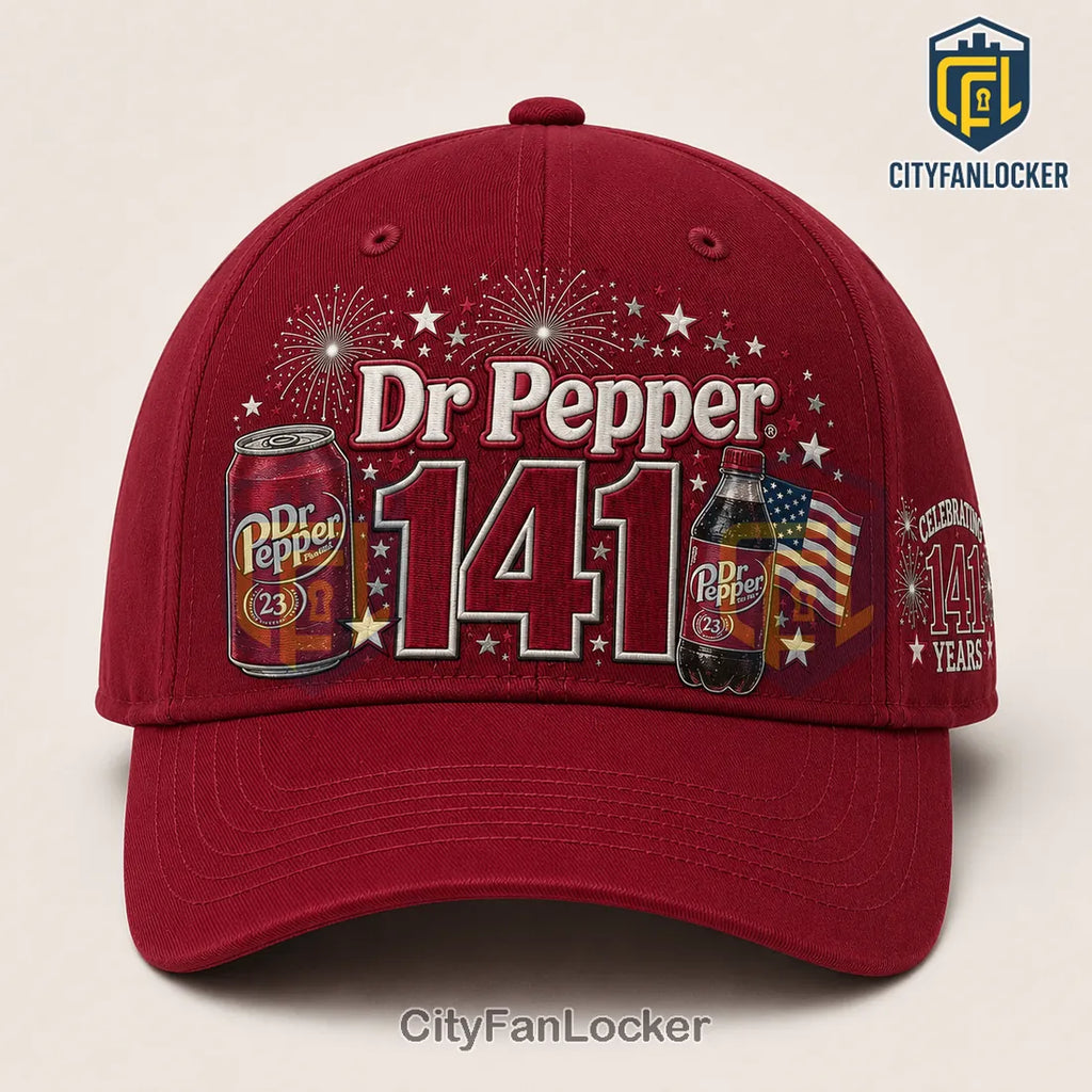 Dr Pepper 141st Anniversary Burgundy Baseball Cap