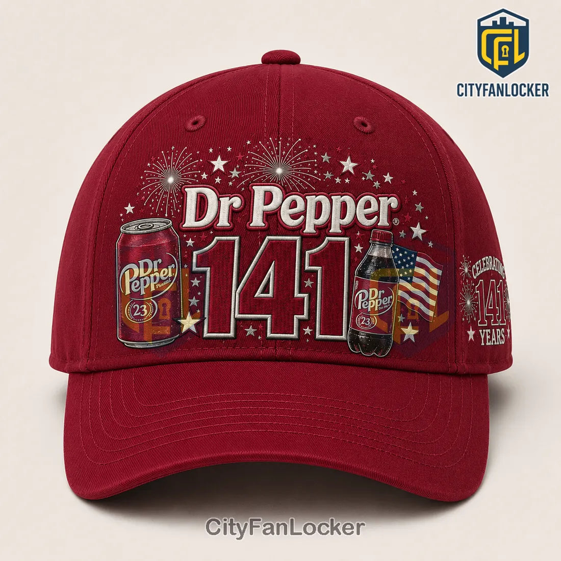 Dr Pepper 141st Anniversary Burgundy Baseball Cap