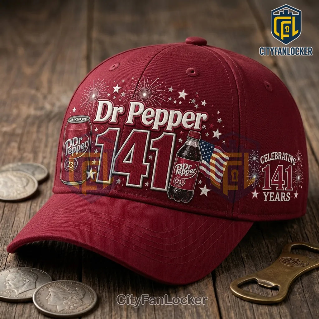 Dr Pepper 141st Anniversary Burgundy Baseball Cap