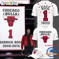 D-Rose Chicago Bulls 2026 Limited Edition SIGNED White T Shirt