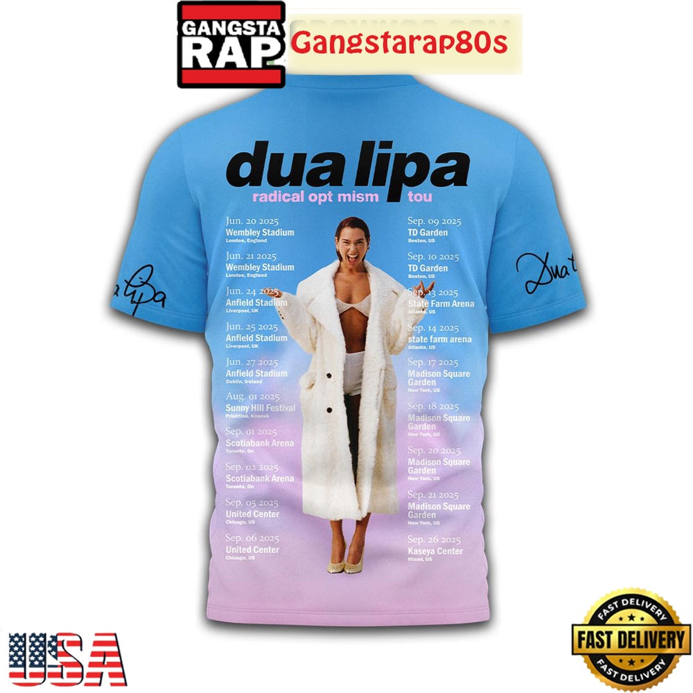Dua Lipa Radical Optimism Tour 2025 Limited Edition T Shirt