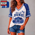 Duke Blue Devils NCAA Floral Stadium Bow V Neck 3D T Shirt