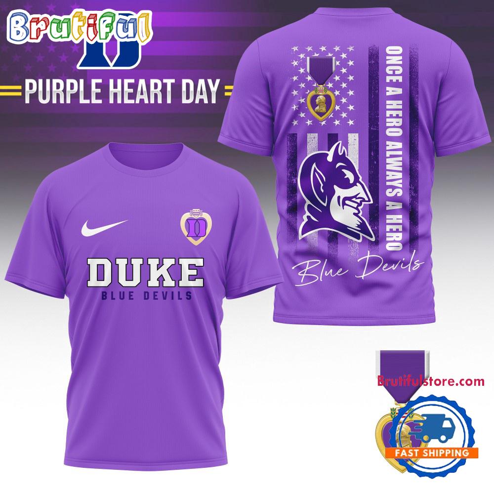 Duke Blue Devils NCAA National Purple Heart Day Unisex 3D Shirt