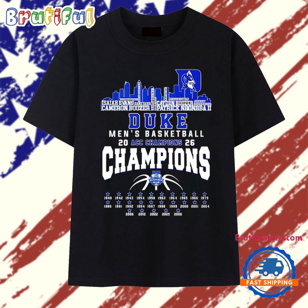 Duke Men’s Basketball 2026 ACC Champions 25 Time city skyline T Shirt