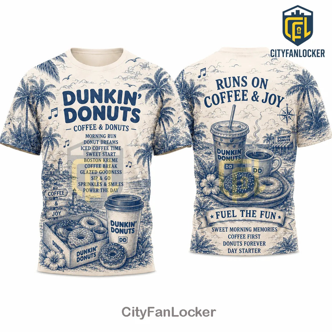 Dunkin Donuts Coffee and Donuts Cream T-Shirt