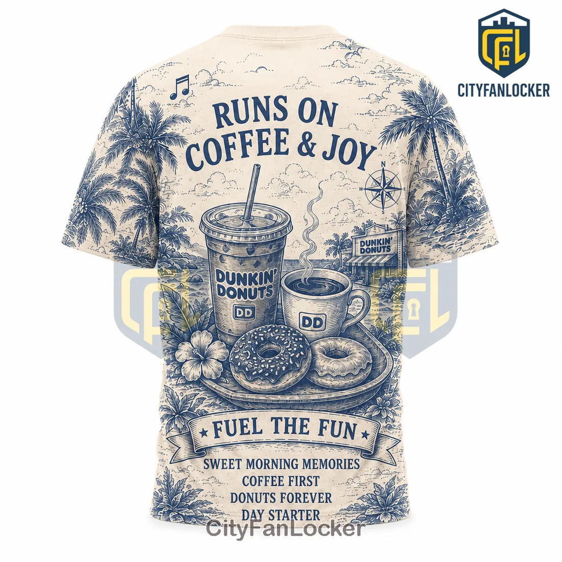 Dunkin Donuts Coffee and Donuts Cream T-Shirt