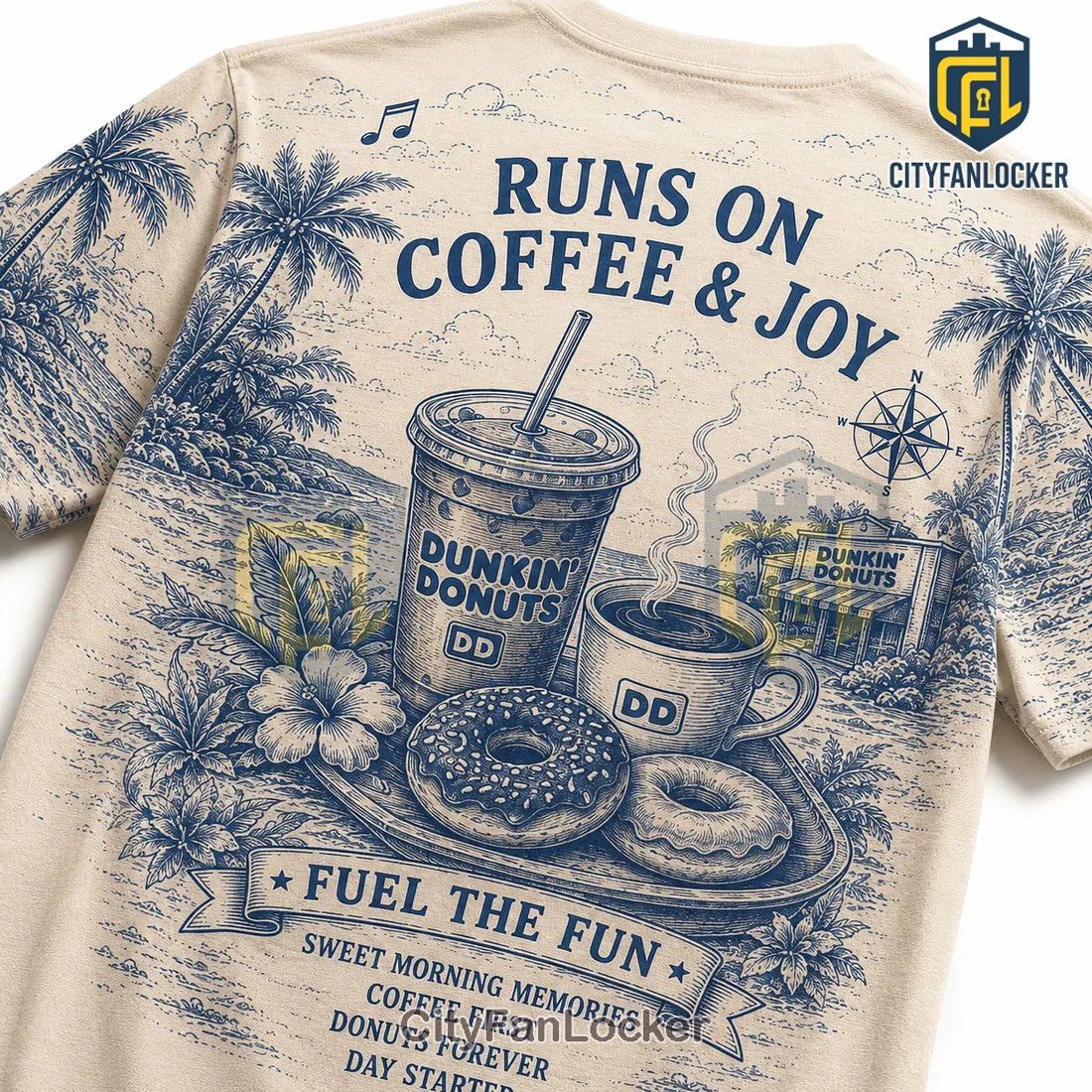 Dunkin Donuts Coffee and Donuts Cream T-Shirt