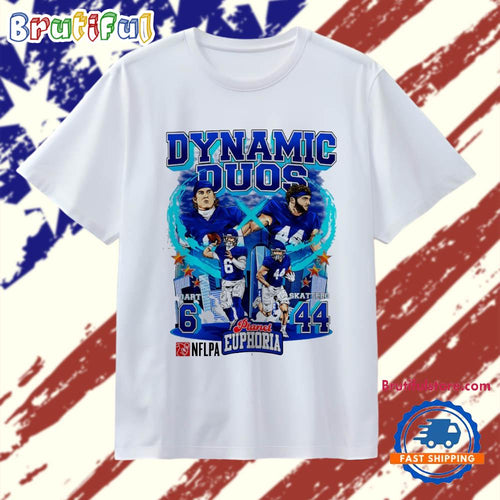Dynamic Duos Jaxson Dart and Cam Skattebo New York Giants Football Comic T Shirt