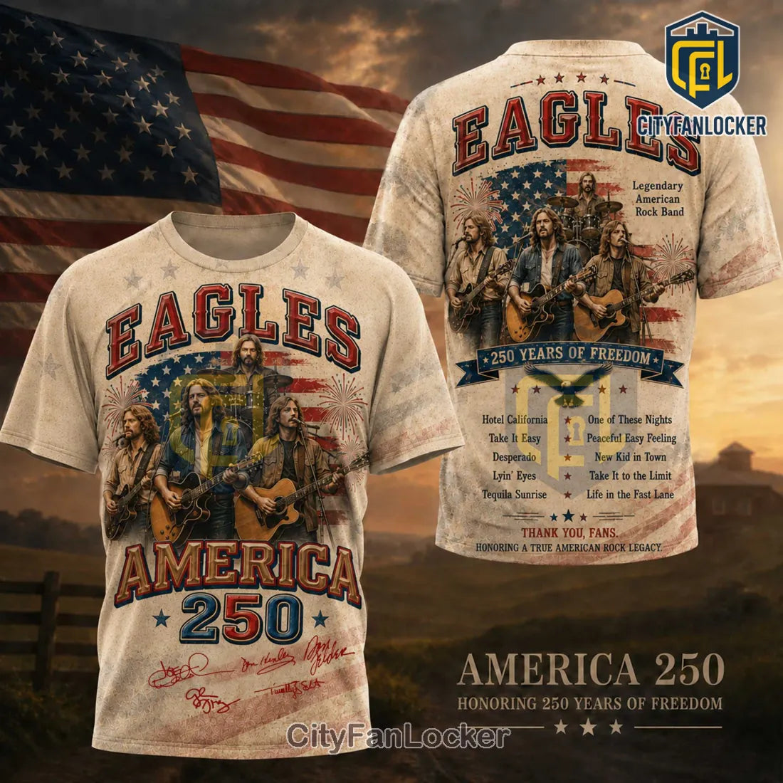 Eagles Band America 250 Anniversary Commemorative T-Shirt