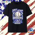 Eat Sleep Dodgers Bleed Blue since Day One Repeat baseball LA team T Shirt