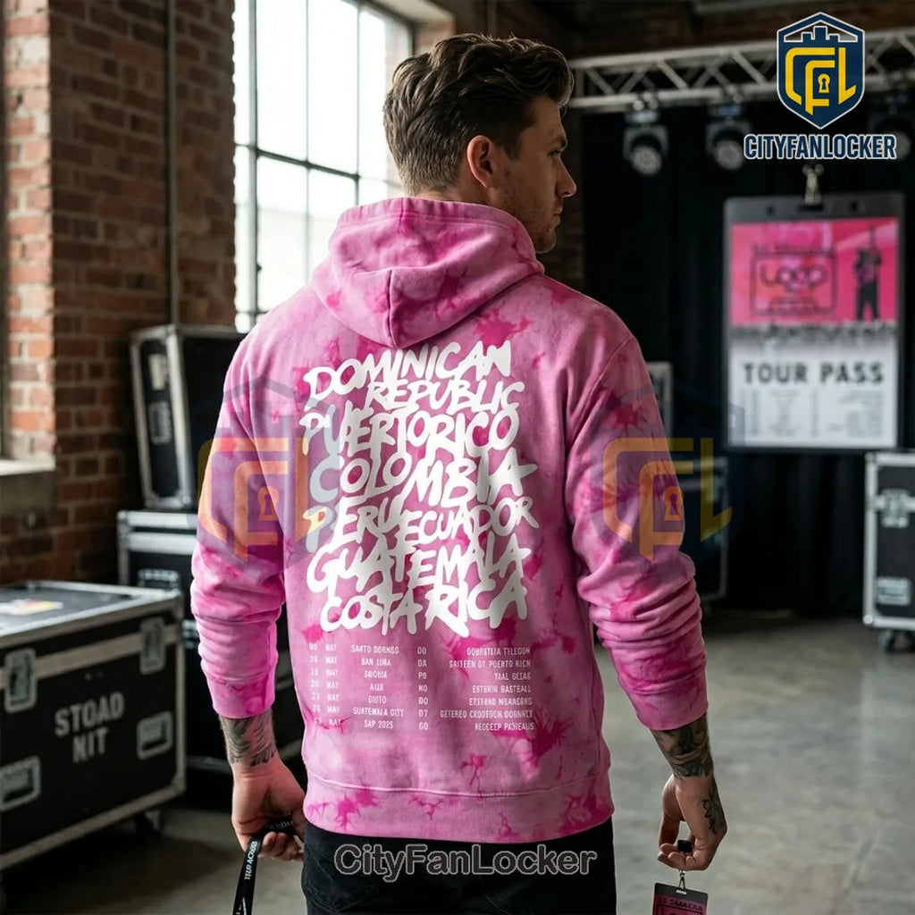 Ed Sheeran LOOP Tour 2026 Pink Tie-Dye Concert Merch Hoodie