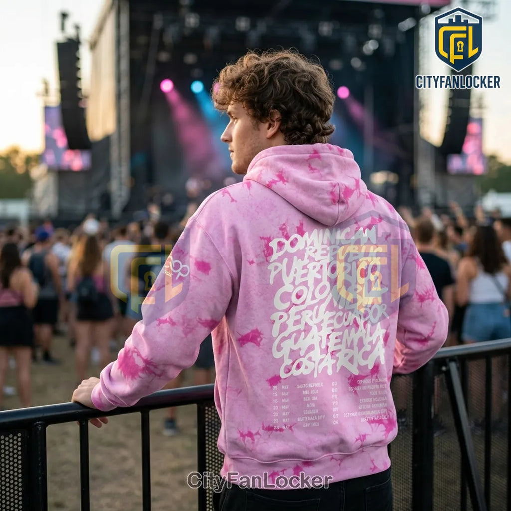 Ed Sheeran LOOP Tour 2026 Pink Tie-Dye Concert Merch Hoodie