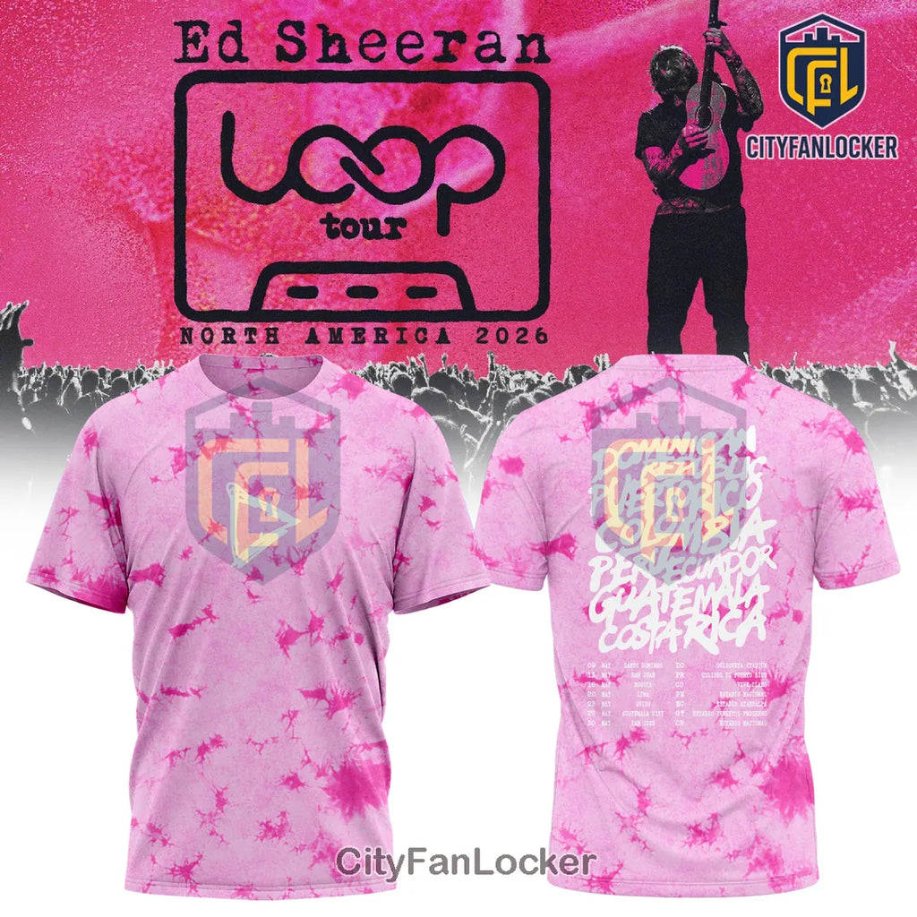 Ed Sheeran LOOP Tour 2026 Pink Tie-Dye Concert Merch Hoodie