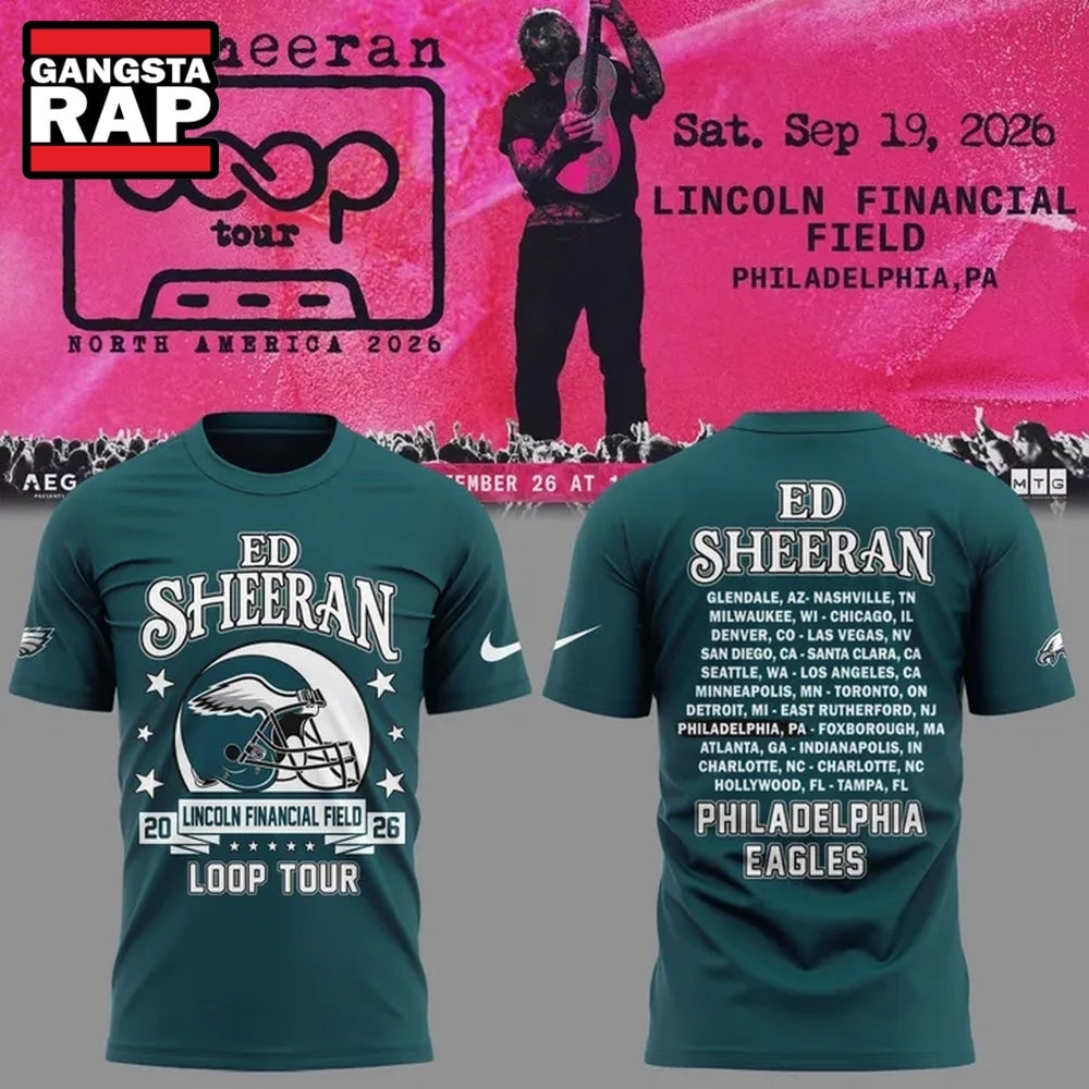 Ed Sheeran Loop Tour 2026 x Philadelphia Eagles Limited Edition T Shirt