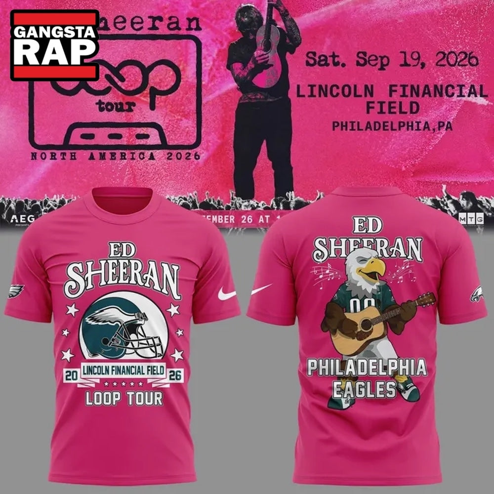 Ed Sheeran Loop Tour 2026 x Philadelphia Eagles Mascot Design 3D Shirt