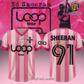 Ed Sheeran Loop Tour Pink Striped Soccer Jersey
