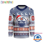 Edmonton Oilers 2025 NHL Christmas Personalized Hockey Jersey Design