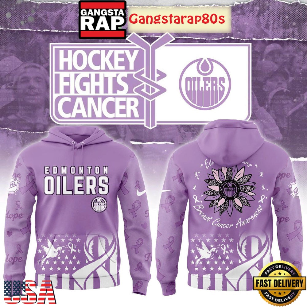 Edmonton Oilers Hockey Fights Cancer Special Edition All Over Print Hoodie