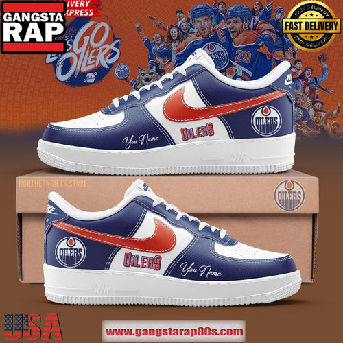 Edmonton Oilers NHL Let’s Go Oilers Custom Air Force 1 Sneakers Shoes