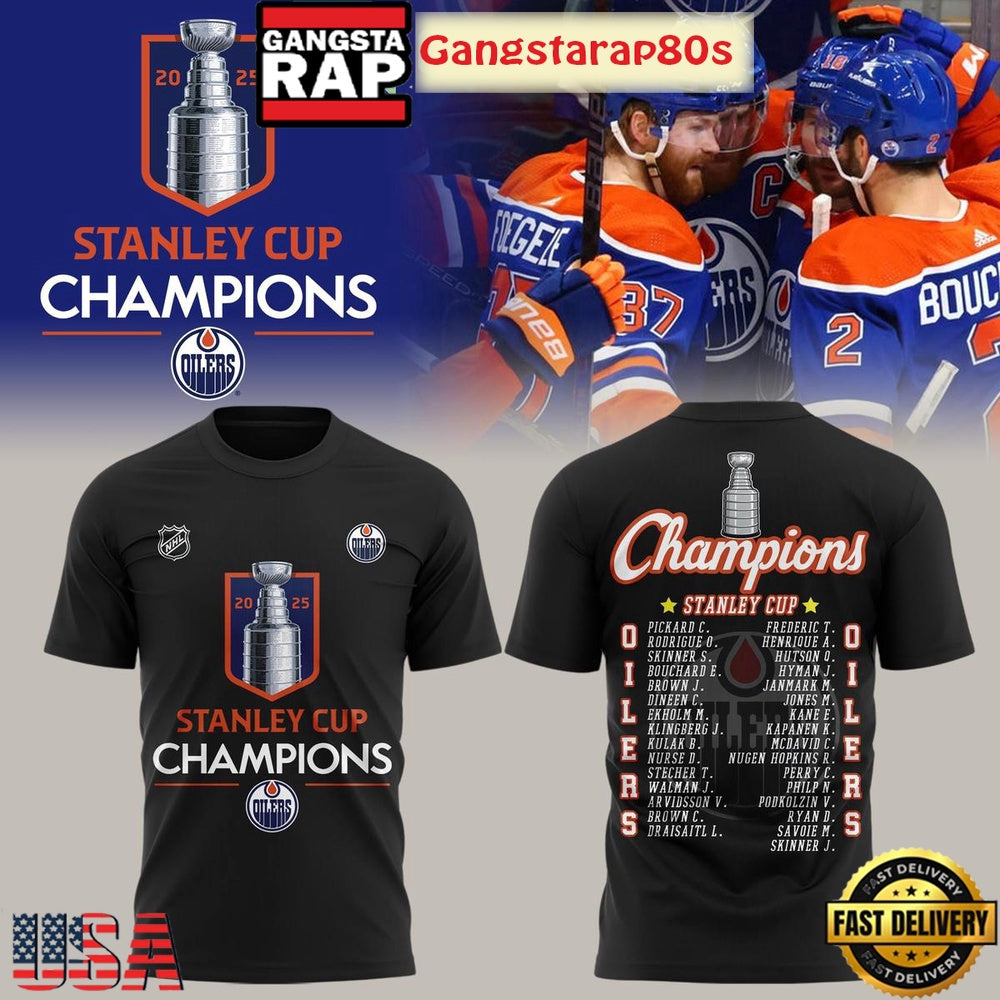 Edmonton Oilers NHL Stanley Cup 2025 All Over Print T-Shirt Hoodie
