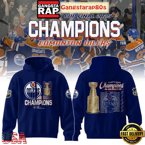 Edmonton Oilers Stanley Cup 2025 Champions Blue All Over Print T-Shirt Hoodie