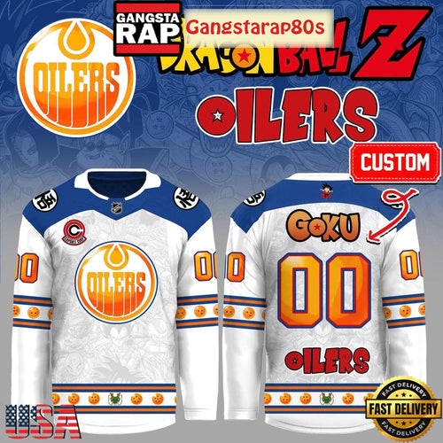 Edmonton Oilers x Dragonball Z Super Aura Custom Hockey Jersey