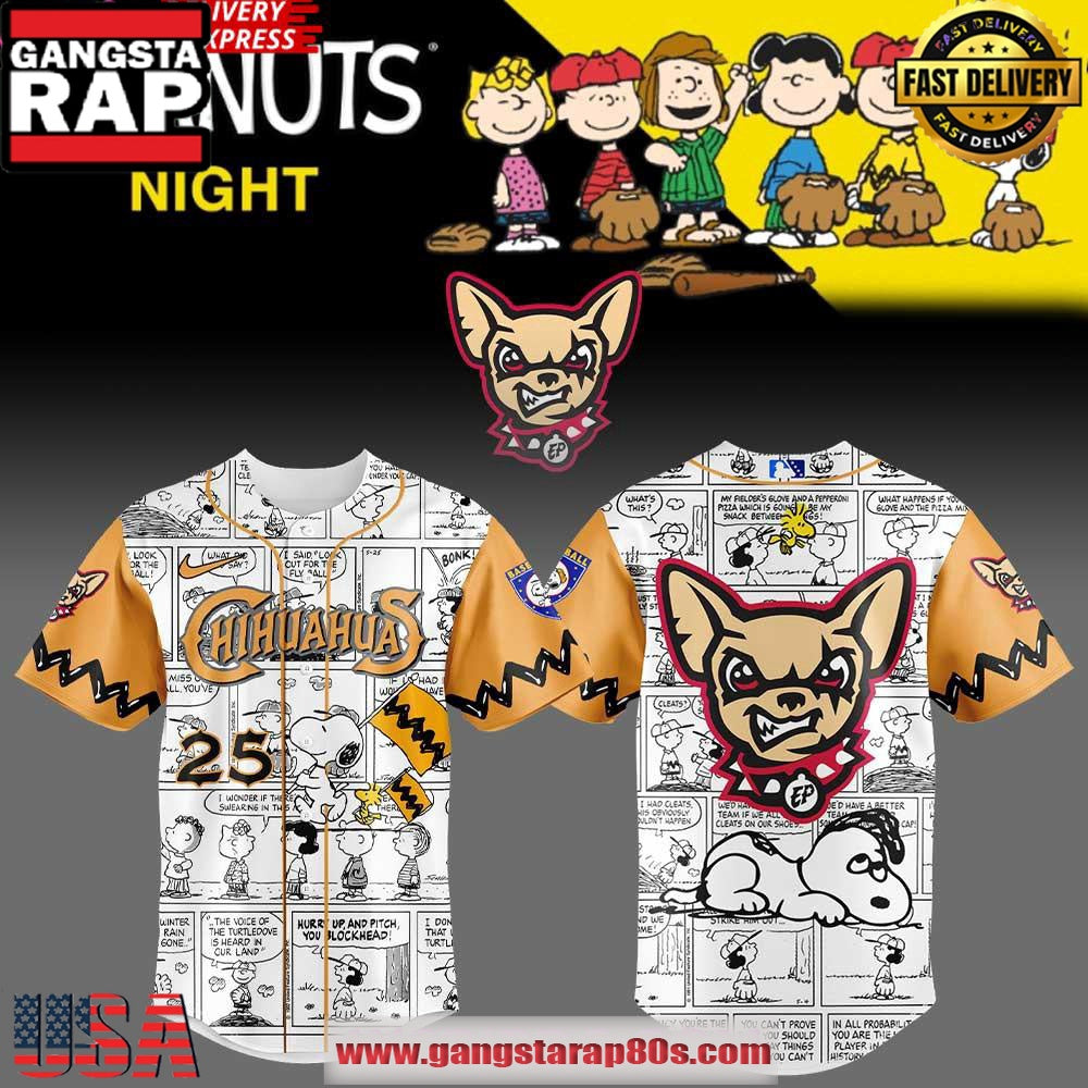 El Paso Chihuahuas 75th Anniversary of Peanuts Special Baseball Jersey Shirt
