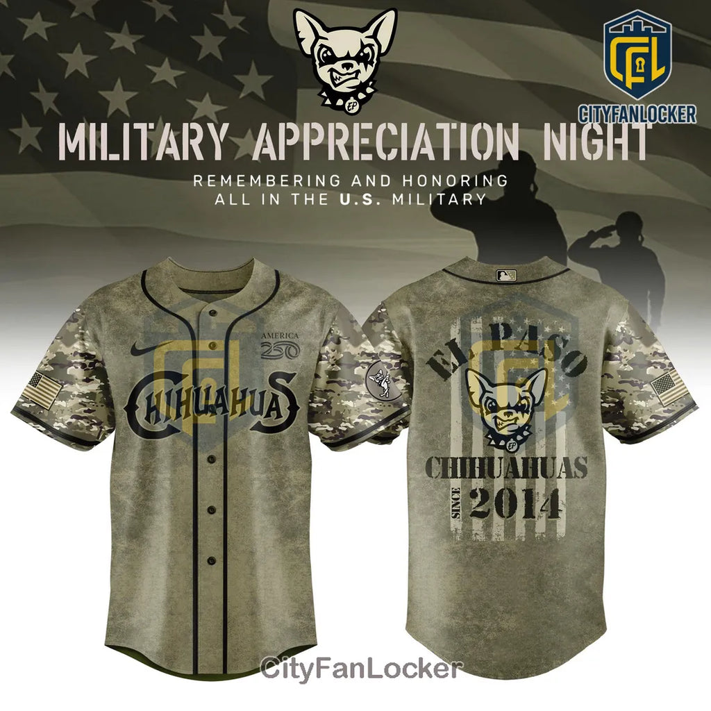 El Paso Chihuahuas America 250 Military Appreciation Camo Baseball Jersey