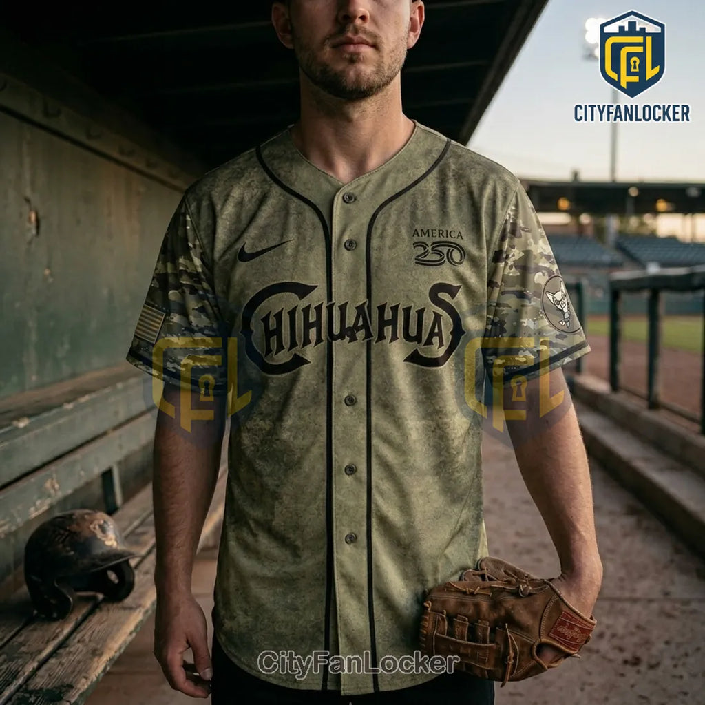 El Paso Chihuahuas America 250 Military Appreciation Camo Baseball Jersey