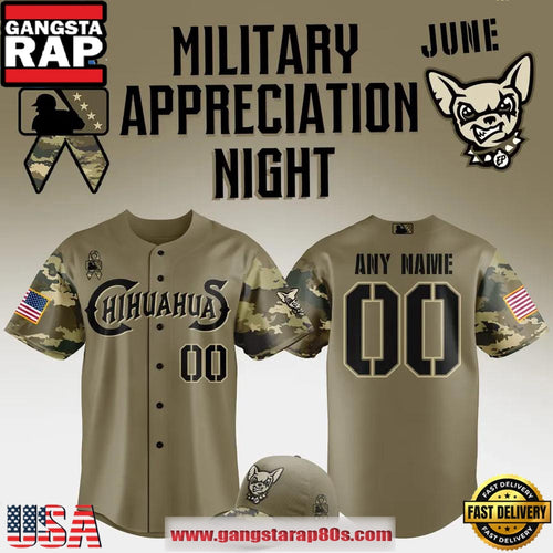 El Paso Chihuahuas Military Appreciation Night Limited Edition Custom Baseball Jersey Shirt