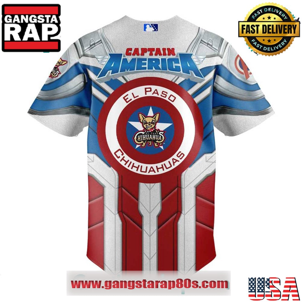 El Paso Chihuahuas x Captain America Special Baseball Jersey Shirt