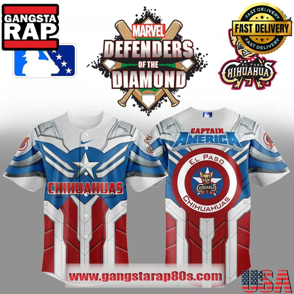 El Paso Chihuahuas x Captain America Special Baseball Jersey Shirt