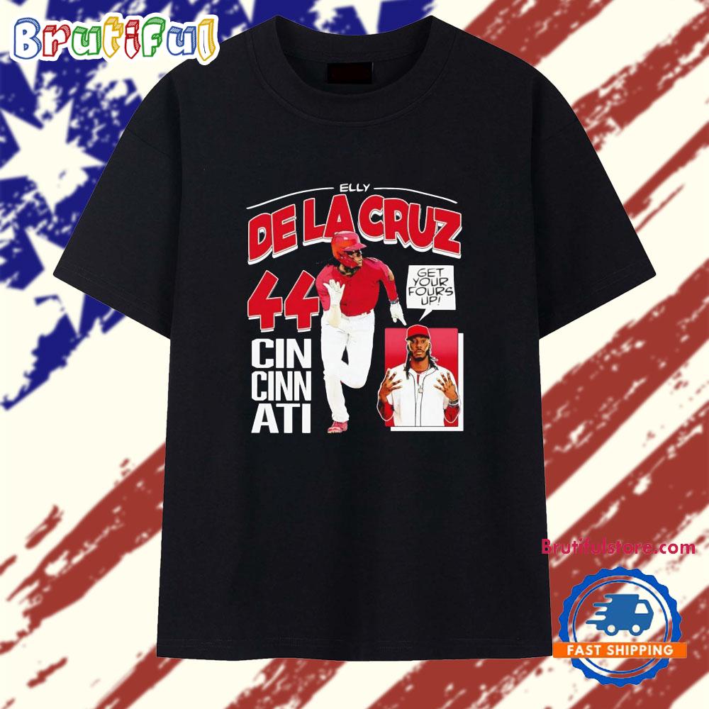 Elly De La Cruz Cincinnati Reds Get Your Fours Up Comic T Shirt