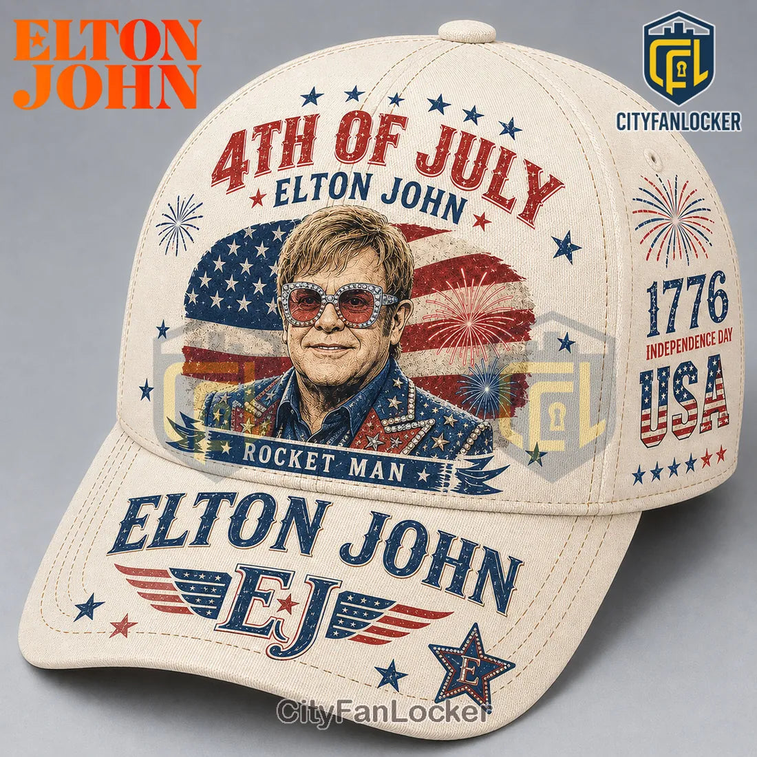 Elton John 4th of July Rocket Man USA Anniversary Baseball Cap
