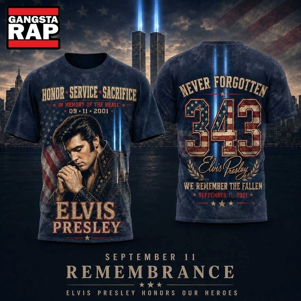 Elvis Presley 911 Tribute Twin Towers 343 Fallen Heroes 3D Shirt