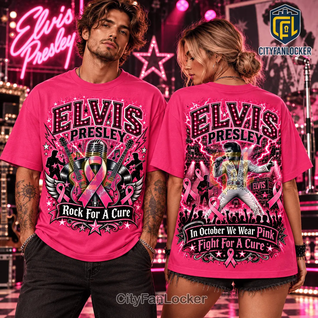 Elvis Presley Breast Cancer Awareness Shirt
