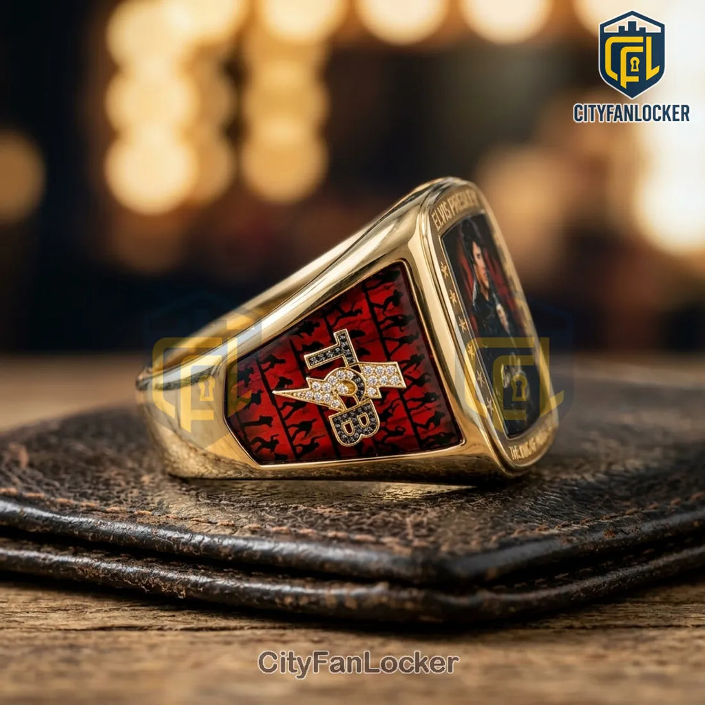 Elvis Presley Gold Plated King of Rock and Roll Commemorative Ring