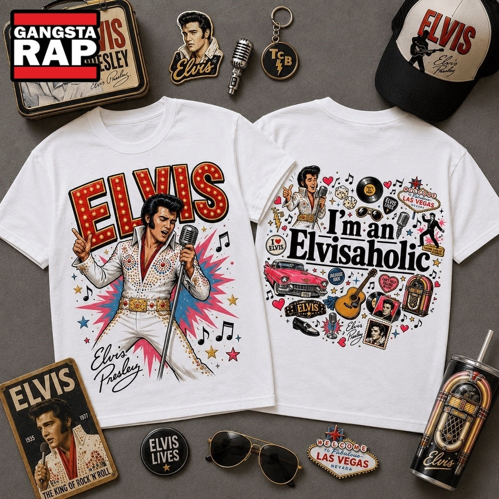 Elvis Presley I’m an Elvisaholic Las Vegas Vintage 3D Shirt , Music Trending 3D Shirt