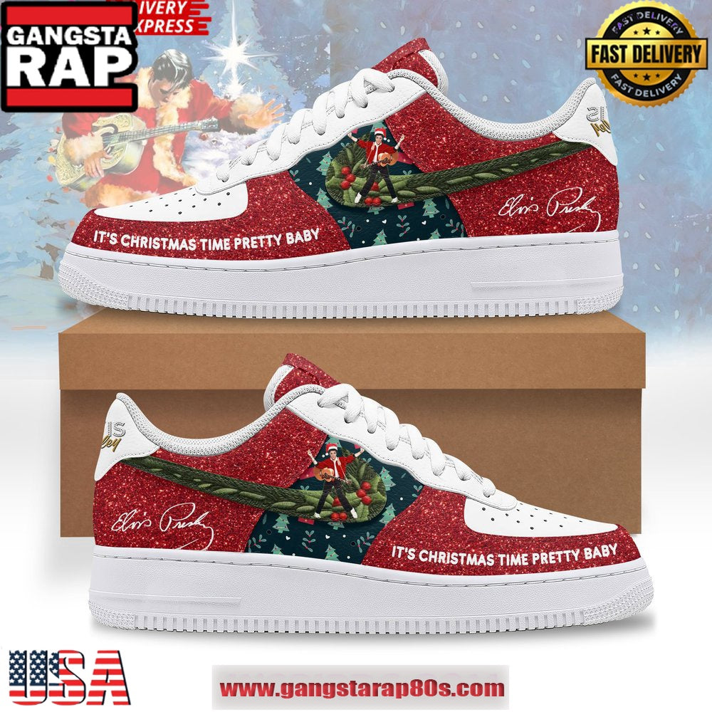 Elvis Presley It’s Christmas Time Pretty Baby Air Force 1 Running Sneakers Shoes
