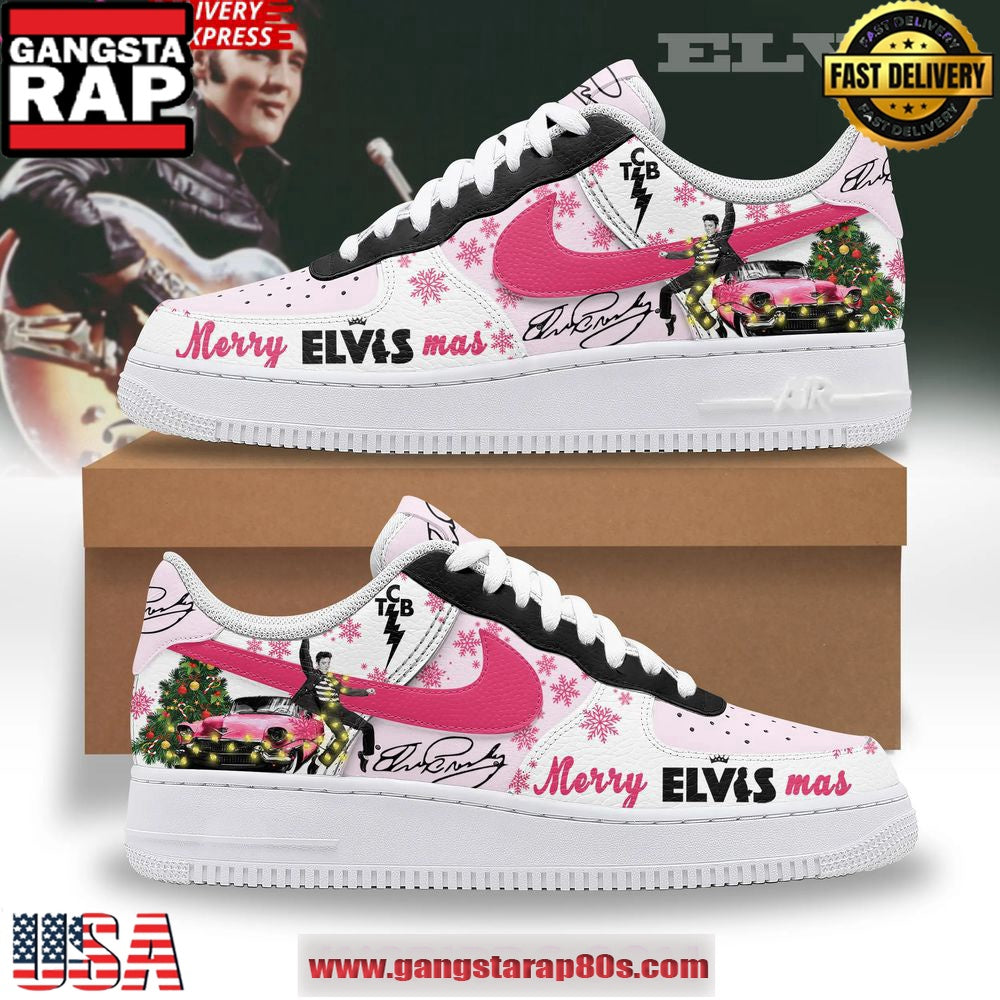 Elvis Presley Merry Christmas Limited Edition Air Force 1 Running Sneakers Shoes