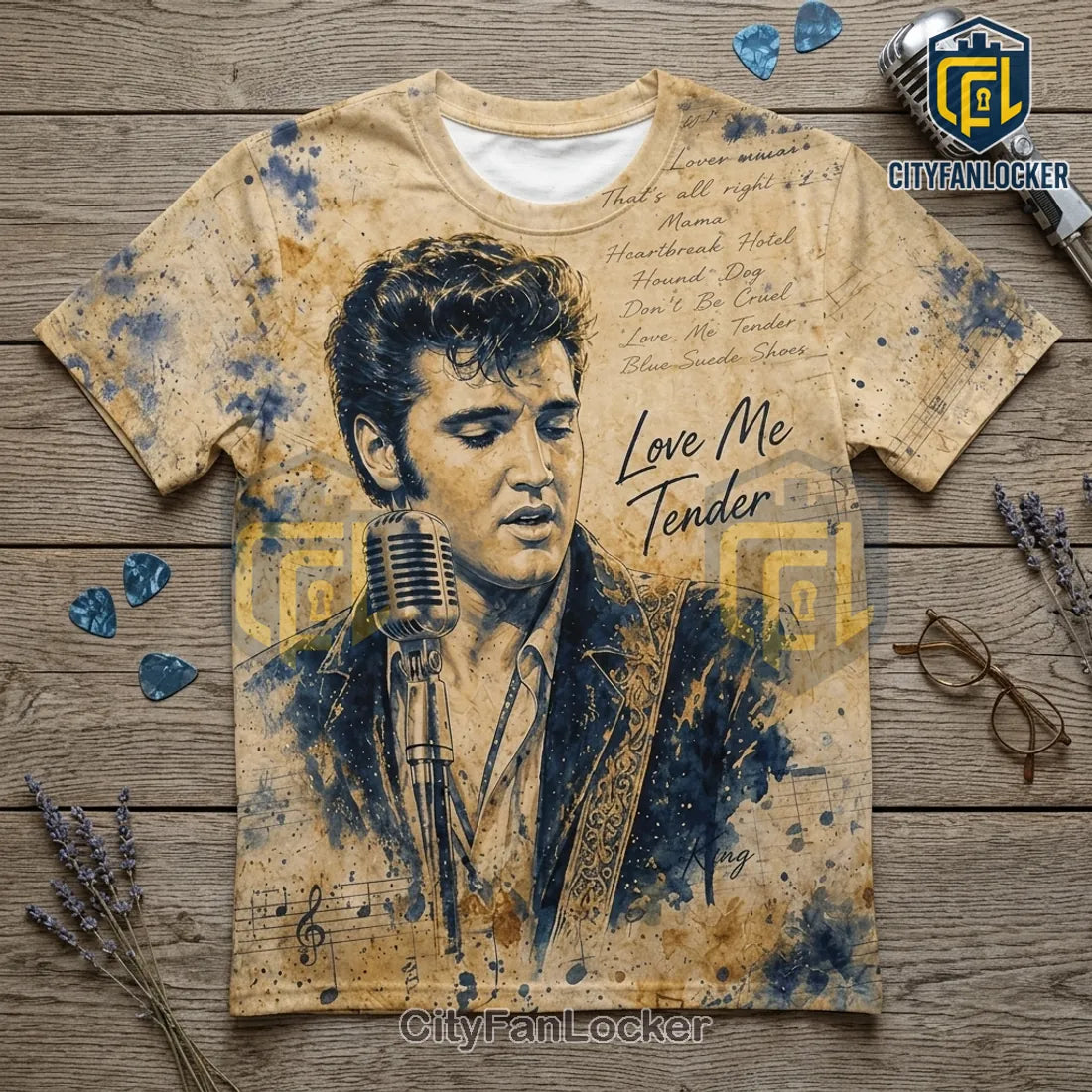 Elvis Presley The King Music Notes T-Shirt