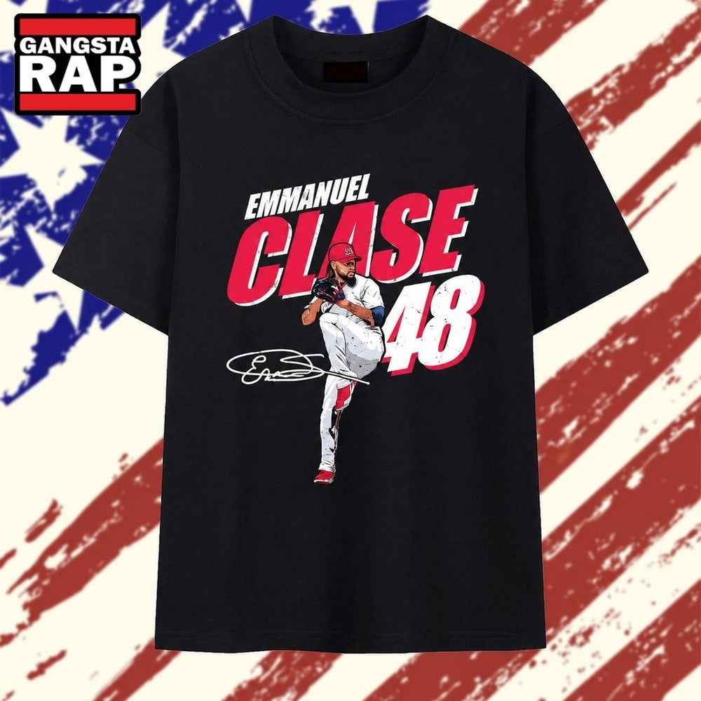 Emmanuel Clase 48 Cleveland Guardians Signature T Shirt