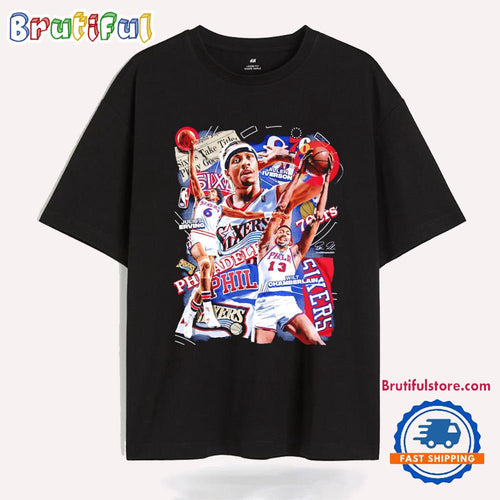 Erving Iverson and Chamberlain Philadelphia 76ers Graphic T Shirt