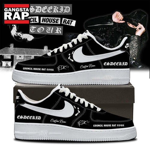 EsDeeKid Council House Rat Tour 2026 Black Air Force 1 Shoes Sneaker , Music Trending Shoes