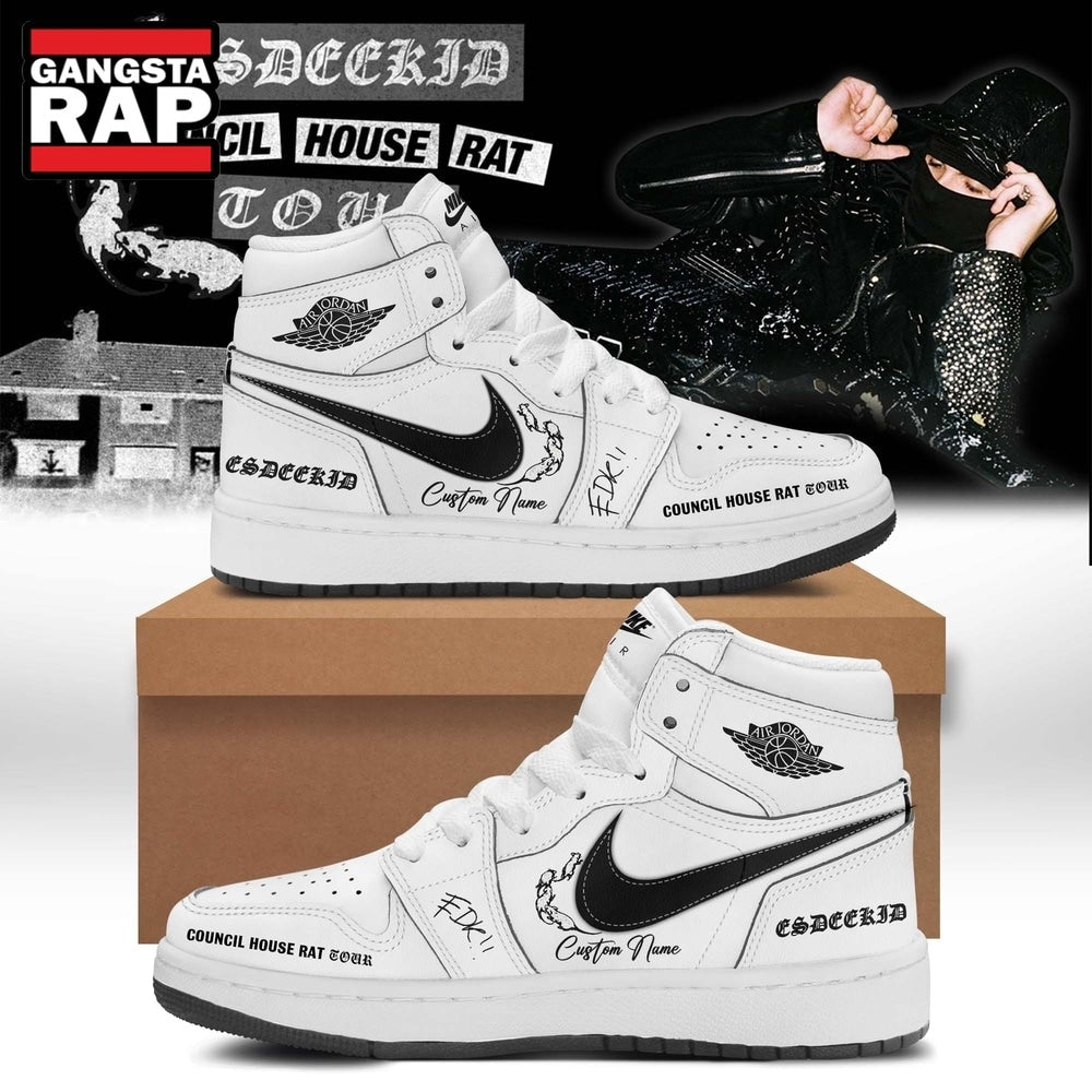EsDeeKid Council House Rat Tour 2026 White Air Jordan 1 Hightop Shoes