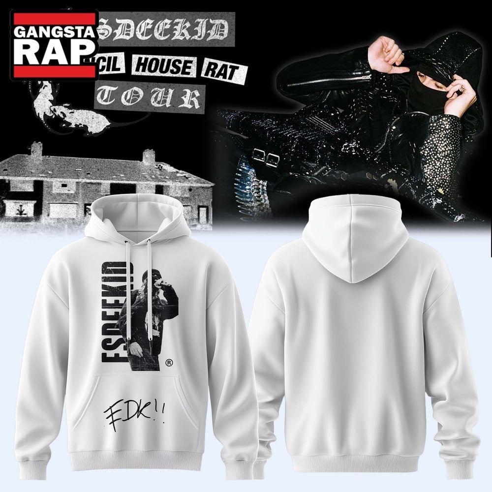 EsDeeKid Council House Rat Tour 2026 White Hoodie , Music Trend Shirt