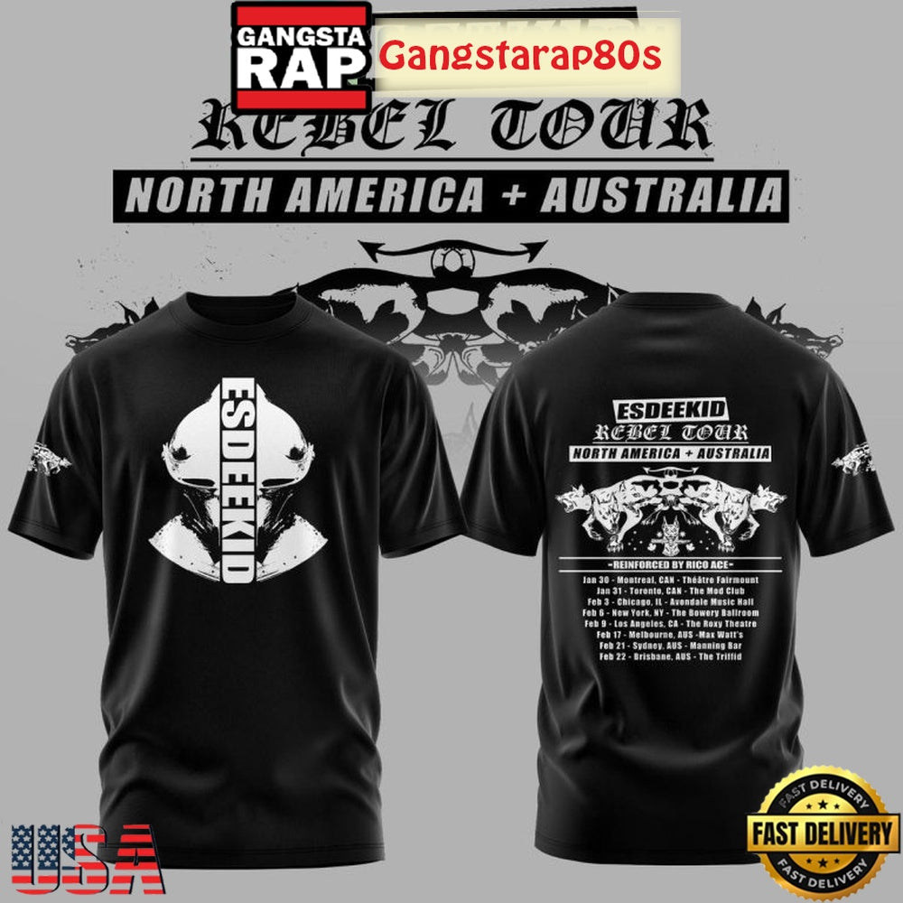 EsDeeKid The Rebel Tour 2026 Black Shirt